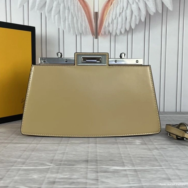 Affordable HOT Cut Medium In Fendi Calf Leather Khaki Peekaboo Bag 0722